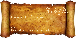 Hemrich Ákos névjegykártya
